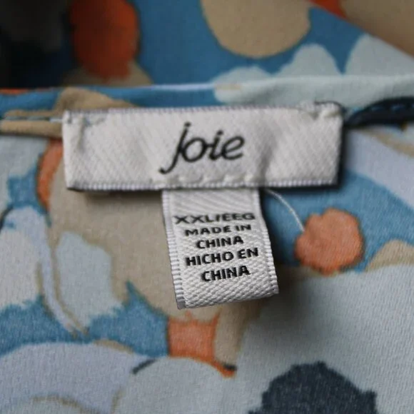 NWOT Joie Floral Fields Boho Blouse Blue White Orange Limited Edition 2XL Fem - Picture 9 of 12